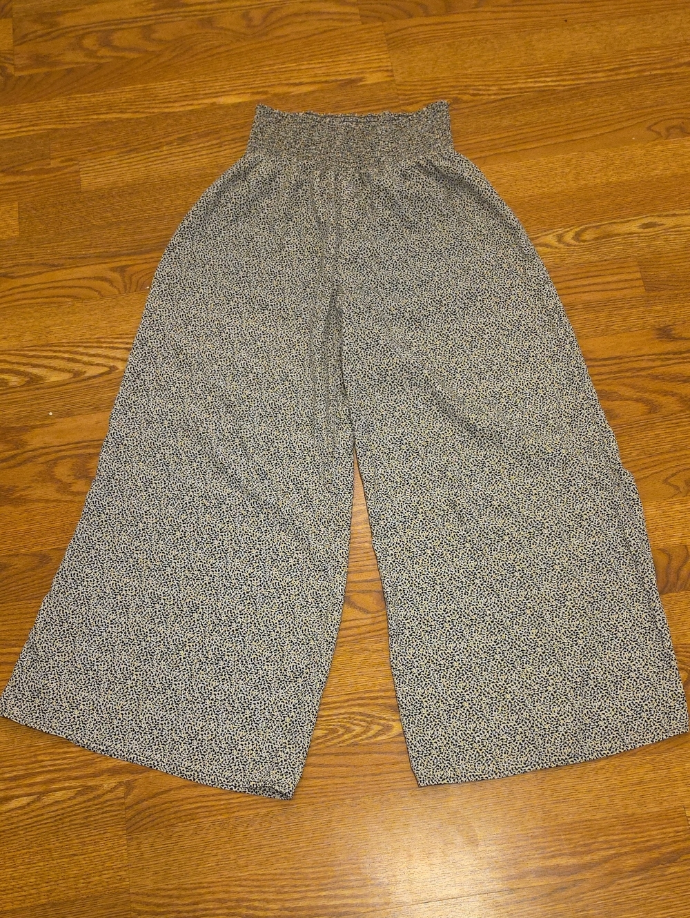 Sienna Sky Black & White Wide-Leg Smocked Waist Pants